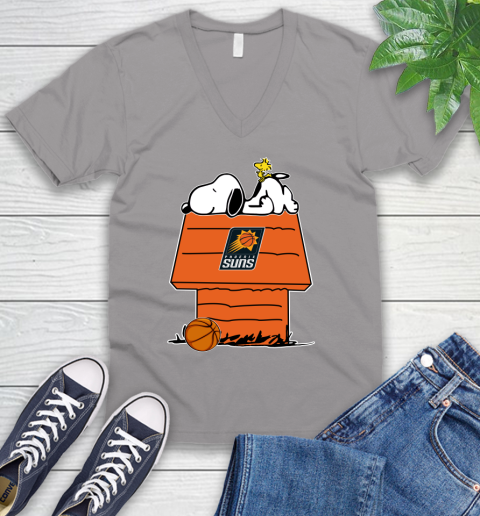 Phoenix Suns NBA Basketball Snoopy Woodstock The Peanuts Movie V-Neck T-Shirt 4
