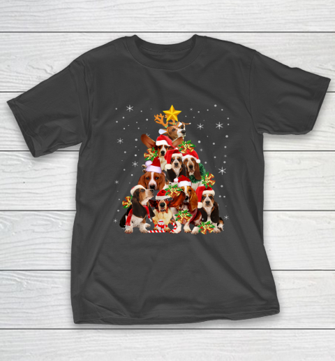 Basset Hound Christmas Tree T Shirt Xmas Gift For Dog Lover T-Shirt