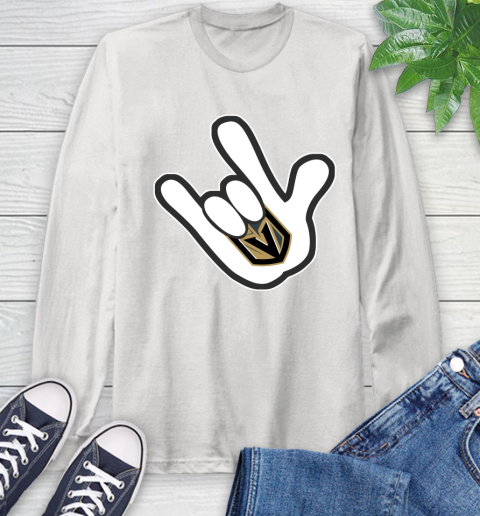Vegas Golden Knights NHL Hockey Mickey Rock Hand Disney Long Sleeve T-Shirt
