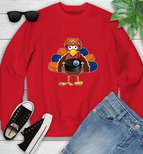 Edmonton Oilers Turkey Thanksgiving Day Youth Sweatshirt 9