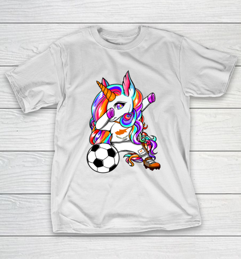 Dabbing Unicorn Cyprus Soccer Fans Jersey Cypriot Football T-Shirt