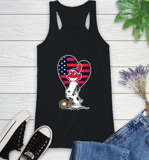 Cleveland Indians MLB Baseball The Peanuts Movie Adorable Snoopy Racerback Tank 2