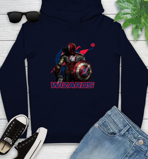 Washington Wizards NBA Basketball Captain America Thor Spider Man Hawkeye Avengers Youth Hoodie 4