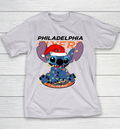 Philadelphia Flyers NHL Hockey noel stitch Christmas Youth T-Shirt 2