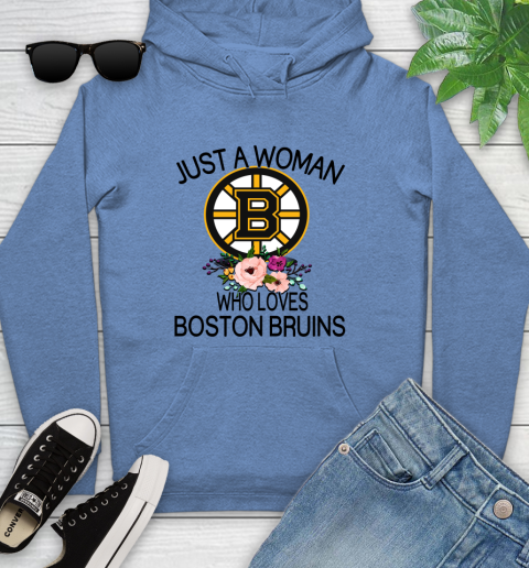 NHL Just A Woman Who Loves Boston Bruins Hockey Sports Youth Hoodie 8