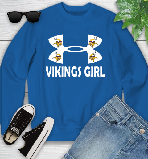NFL Minnesota Vikings Girl Under Armour Football Sports Youth Sweatshirt Tee For Sports