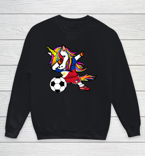 Funny Dabbing Unicorn The Philippines Football Flag Soccer Youth Sweatshirt