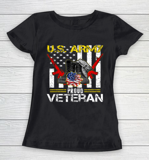 Veteran Shirt U S Army Proud Veteran With American Flag Gifts Veteran Day Women's T-Shirt