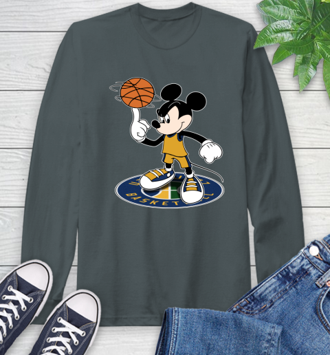 NBA Basketball Utah Jazz Cheerful Mickey Disney Shirt Long Sleeve T-Shirt 7