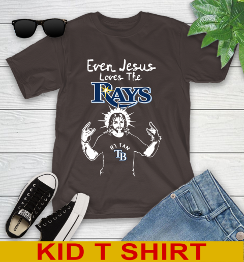 Tampa Bay Rays MLB Baseball Even Jesus Loves The Rays Shirt Youth T-Shirt 6