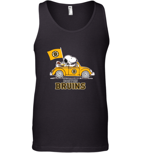 Snoopy And Woodstock Ride The Boston Bruins Car NHL Tank Top