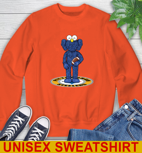 NFL Football Pittsburgh Steelers Kaws Bff Blue Figure Shirt Sweatshirt 4