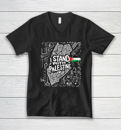 I Stand With Palestine Quote Free Palestine V-Neck T-Shirt