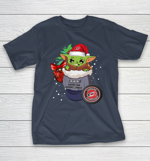 Carolina Hurricanes Christmas Baby Yoda Star Wars Funny Happy NHL T-Shirt 5