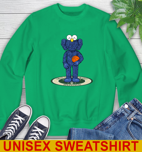 NBA Basketball Milwaukee Bucks Kaws Bff Blue Figure Shirt Sweatshirt 6