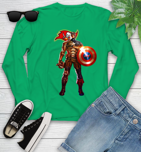 NFL Captain America Marvel Avengers Endgame Football Sports Tampa Bay Buccaneers Youth Long Sleeve 6