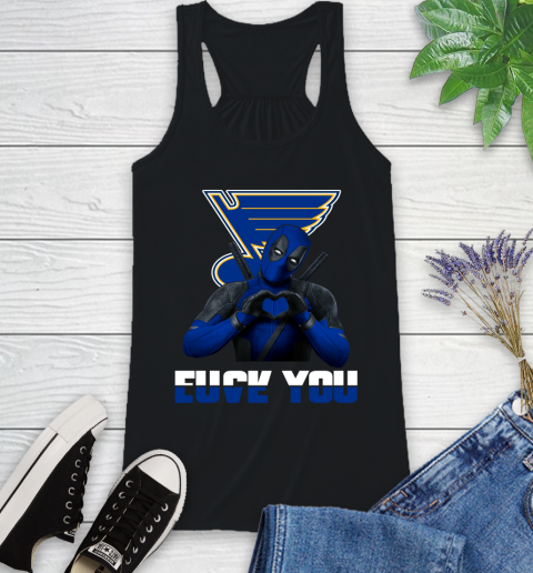 NHL St.Louis Blues Deadpool Love You Fuck You Hockey Sports Racerback Tank