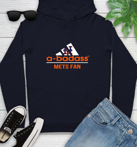 MLB A Badass New York Mets Fan Adidas Baseball Sports Youth Hoodie 3