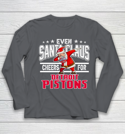 Detroit Pistons Even Santa Claus Cheers For Christmas NBA Youth Long Sleeve 6