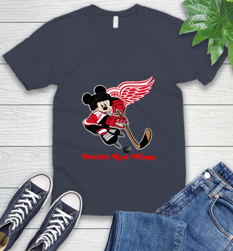 NHL Detroit Red Wings Mickey Mouse Disney Hockey T Shirt V-Neck T-Shirt 9