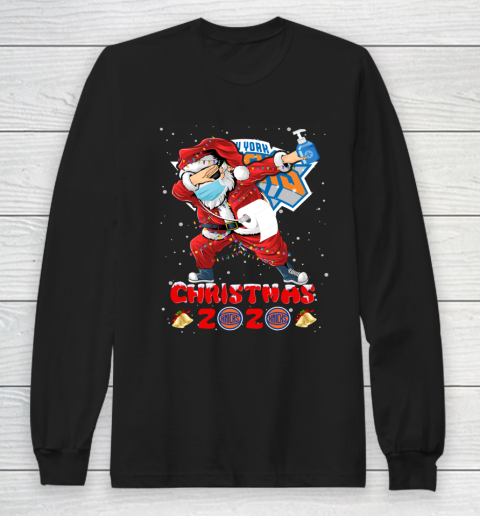 New York Knicks Funny Santa Claus Dabbing Christmas 2020 NBA Long Sleeve T-Shirt