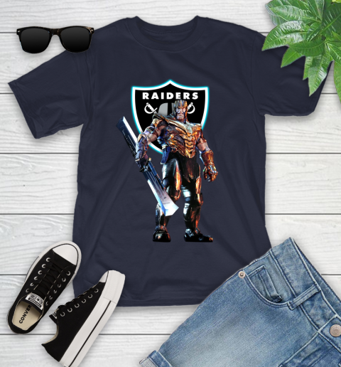 NFL Thanos Gauntlet Avengers Endgame Football Oakland Raiders Youth T-Shirt 3