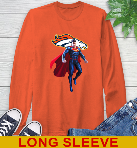 NFL Superman DC Sports Football Denver Broncos Long Sleeve T-Shirt 5