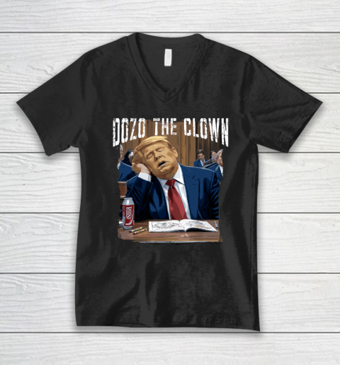 Dozo The Clown Donald Trump Sleeping At Trial V-Neck T-Shirt