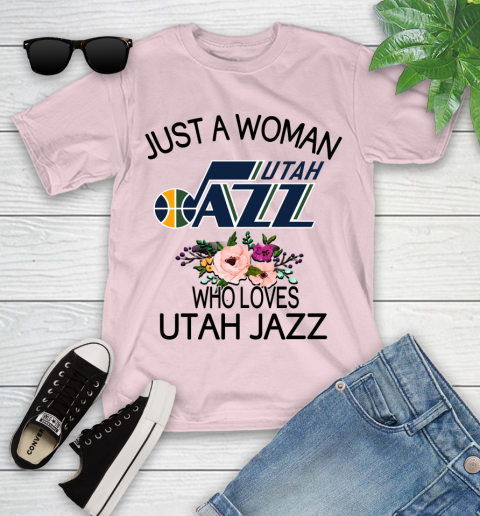 NBA Just A Woman Who Loves Utah Jazz Basketball Sports Youth T-Shirt 7