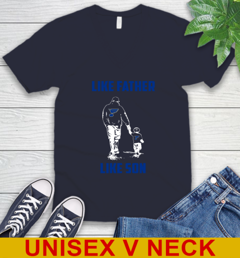 St.Louis Blues NHL Hockey Like Father Like Son Sports V-Neck T-Shirt 2