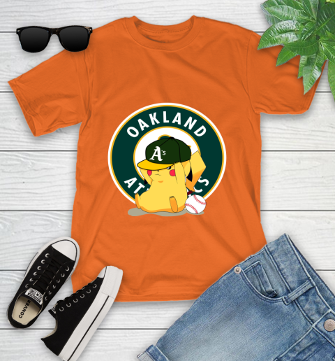 MLB Pikachu Baseball Sports Oakland Athletics Youth T-Shirt 7