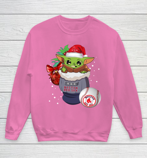 Boston Red Sox Christmas Baby Yoda Star Wars Funny Happy MLB Youth Sweatshirt 7
