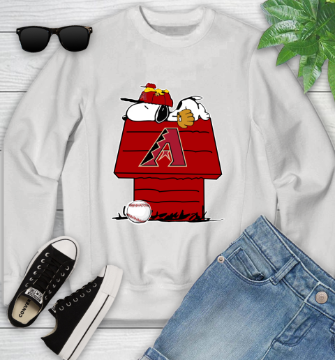 MLB Arizona Diamondbacks Snoopy Woodstock The Peanuts Movie Baseball T Shirt Youth Sweatshirt