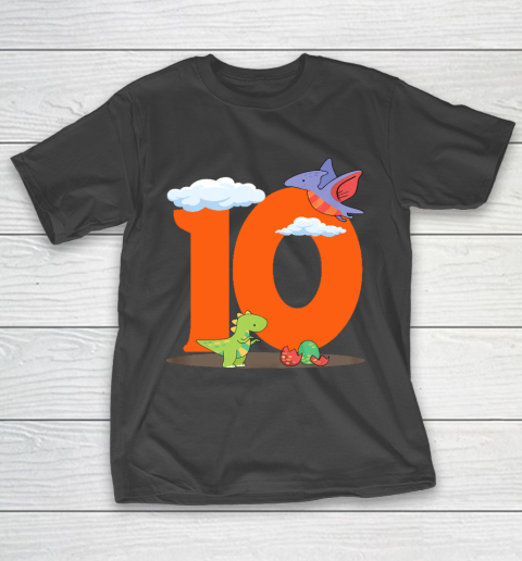 Kids 10th Birthday Cute Dinosaur Gift Girl Boy 10 Years Old T-Shirt