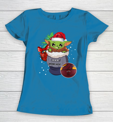Miami Heat Christmas Baby Yoda Star Wars Funny Happy NBA Women's T-Shirt 7