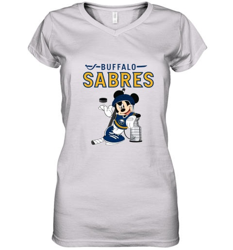 Mickey Buffalo Sabres With The Stanley Cup Hockey NHL Women's V-Neck T-Shirt