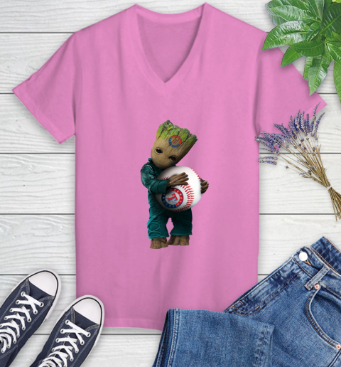 MLB Groot Guardians Of The Galaxy Baseball Sports Texas Rangers Women's V-Neck T-Shirt 14