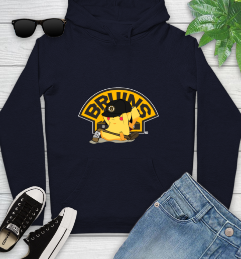 NHL Pikachu Hockey Sports Boston Bruins Youth Hoodie 4