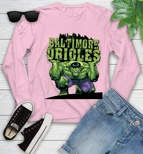 Baltimore Orioles MLB Baseball Incredible Hulk Marvel Avengers Sports Youth Long Sleeve 10