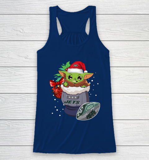 New York Jets Christmas Baby Yoda Star Wars Funny Happy NFL Racerback Tank 7