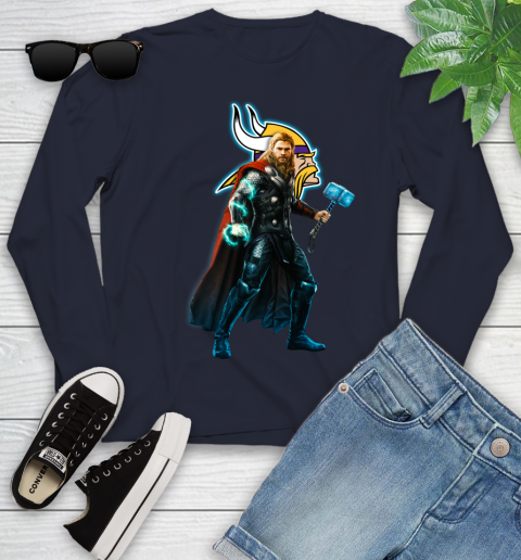 NFL Thor Avengers Endgame Football Minnesota Vikings Youth Long Sleeve 3