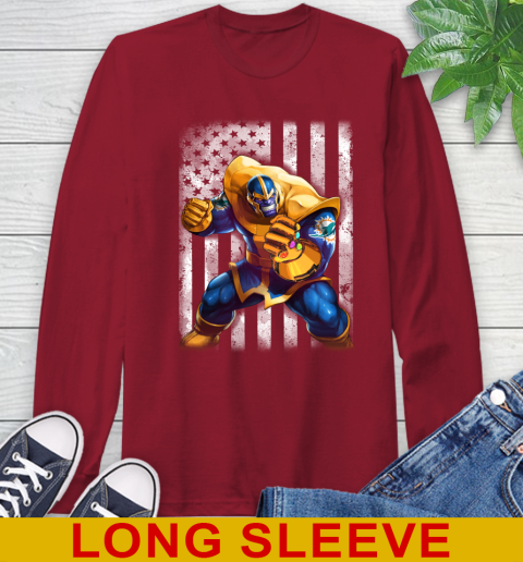 NFL Football Miami Dolphins Thanos Marvel American Flag Shirt Long Sleeve T-Shirt 9