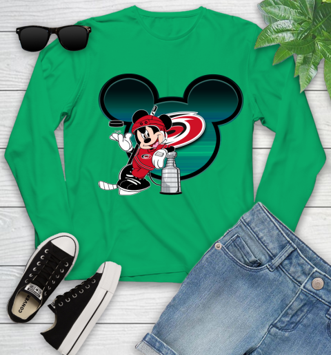 NHL Carolina Hurricanes Stanley Cup Mickey Mouse Disney Hockey T Shirt Youth Long Sleeve 6