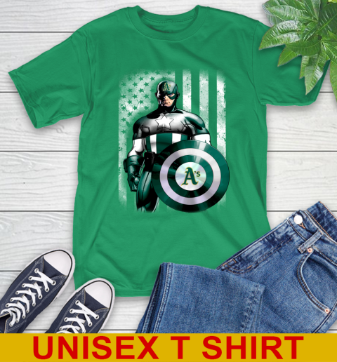 Oakland Athletics MLB Baseball Captain America Marvel Avengers American Flag Shirt T-Shirt - Image 8