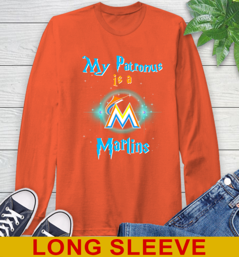 MLB Baseball Harry Potter My Patronus Is A Miami Marlins Long Sleeve T-Shirt 4