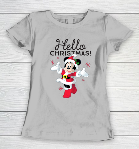Disney Santa Minnie Mouse Hello Christmas Holiday Women s T Shirt Tee For Sports