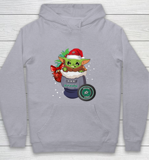 Dallas Stars Christmas Baby Yoda Star Wars Funny Happy NHL Youth Hoodie 5