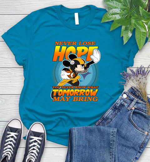 Pittsburgh Steelers NFL Football Mickey Disney Never Lose Hope Women's T-Shirt - Image 11