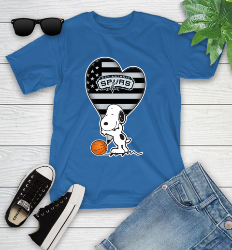 San Antonio Spurs NBA Basketball The Peanuts Movie Adorable Snoopy Youth T-Shirt 9