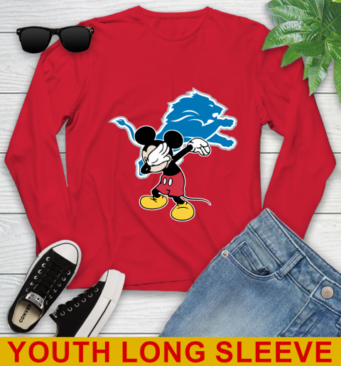 Detroit Lions NFL Football Dabbing Mickey Disney Sports Youth Long Sleeve 11